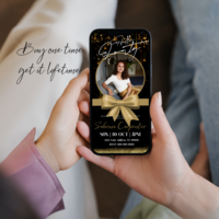 Forty Gold Birthday Invitation, Forty Mobile Invitation, Hello Forty Birthday Invite Birthday Invitation Canva Editable Active - Thumbnail 1