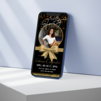 Forty Gold Birthday Invitation, Forty Mobile Invitation, Hello Forty Birthday Invite Birthday Invitation Canva Editable Active - Thumbnail 3