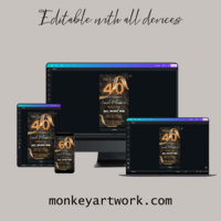 Forty Gold Birthday Invitation, Forty Mobile Invitation, Hello Forty Birthday Invite Birthday Invitation Canva Editable Active - Thumbnail 4