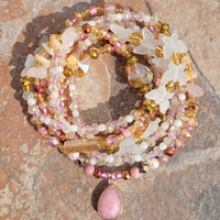 PINK ROSE 🩷 READY-MADE GLOW IN THE DARK✨️ CRYSTAL WAIST BEAD SET by Nubian Collection Artwear 🎨  - Thumbnail 7