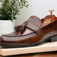 Men's Handmade Brown Genuine Leather Shoes, Loafer Tussle Shoes - Thumbnail 2