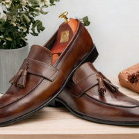 Men's Handmade Brown Genuine Leather Shoes, Loafer Tussle Shoes - Thumbnail 3