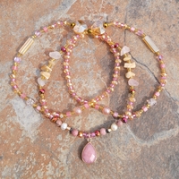 PINK ROSE 🩷 READY-MADE GLOW IN THE DARK✨️ CRYSTAL WAIST BEAD SET by Nubian Collection Artwear 🎨  - Thumbnail 2