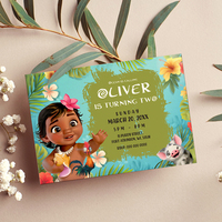 Baby Moana Birthday Invitation, Baby Moana Birthday Party Invitation Canva Editable - Thumbnail 2