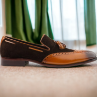 Handmade Brown Leather Suede Loafer Tussle Shoes, Men's Casual Shoes - Thumbnail 2