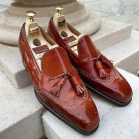 Oxfords Wingtip Toe Design Handmade Loafers Slips On Moccasin Shoes - Thumbnail 2