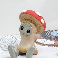 Mushroom Robot Resin Art Toy Figure Kawaii Desk Friend Gift - Thumbnail 1