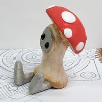 Mushroom Robot Resin Art Toy Figure Kawaii Desk Friend Gift - Thumbnail 3