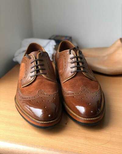 Handmade Men's WingTip Brown Lace Up Leather Boots, Men Formal Leather Boots