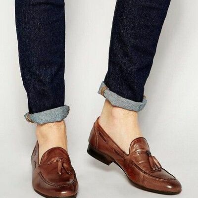 Handmade men brown leather loafers, men slipons, men's loafers shoes, men style - Thumbnail 2