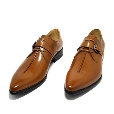 Handmade men leather shoes, dress shoes for men,men tan brown shoes,belted shoes