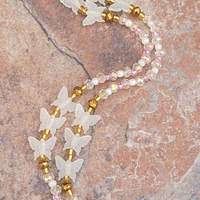 BUTTERFLY PINK🩷 GLOW IN THE DARK CRYSTAL WAIST BEADS BY Nubian Collection Artwear 🎨  - Thumbnail 1