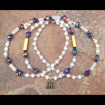 Blue love 💙 glow in the dark crystal handmade waist beads by nubian collection artwear 🎨 