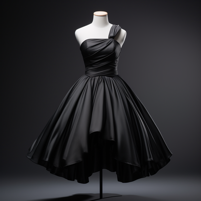 Custom Hand Made Black Satin Strapless Short Length Lace Up Back Formal Prom Evening Dress Brithday Elagant Clothing W1-18.4