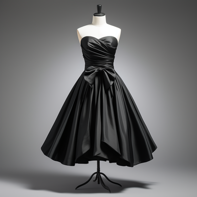 Custom hand made black satin strapless short length lace up back formal prom evening dress brithday elagant clothing w1-18.2 - Thumbnail 2