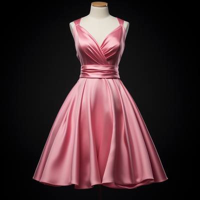 Custom hand made pink satin strapless short length lace up back formal prom evening dress brithday homecoming clothing w1-20.3 - Thumbnail 2