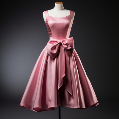 Custom hand made pink satin strapless short length lace up back formal prom evening dress brithday homecoming clothing w1-20.5 - Thumbnail 2