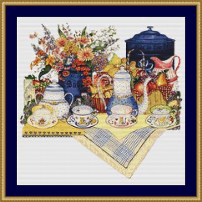 Teatime cross stitch pattern