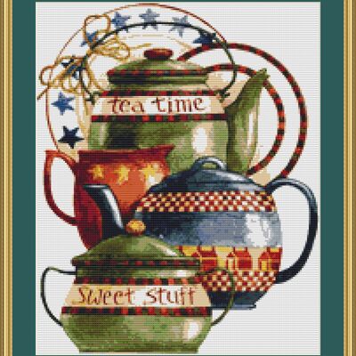 Teatime stuff cross stitch pattern