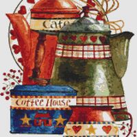 Coffee Pots Cross Stitch Pattern - Thumbnail 1