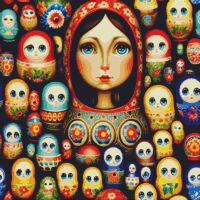 Matroyshka Dolls Cross Stitch Pattern - Thumbnail 1