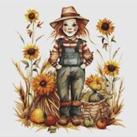 Scarecrow Cross Stitch Pattern - Thumbnail 1