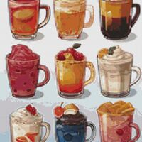 Glass Mugs Cross Stitch Pattern - Thumbnail 1