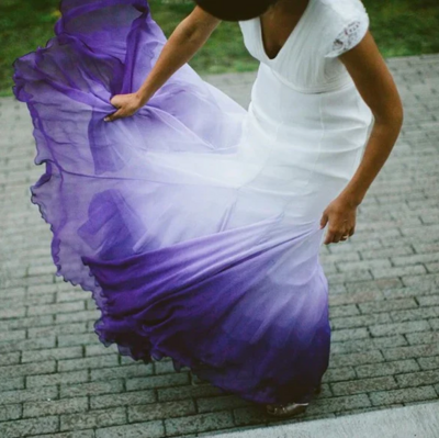 Floor-Length Lace Top Open-Back Wedding Dress 