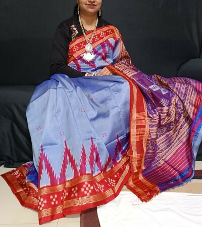   Buy Authentic Handcrafted Odisha Barpali Sambalpuri Khandua silk  Saree Online