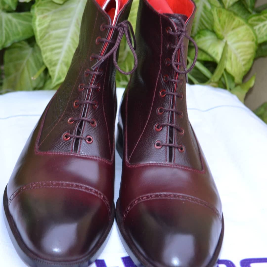 Burgundy Genuine Leather Men Ankle High Lace up Boot sold by LeatherLooms  on Storenvy