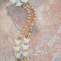 BUTTERFLY ROSE GOLD 🌹✨️ GLOW IN THE DARK CRYSTAL HANDMADE WAIST BEADS BY Nubian Collection Artwear 🎨  - Thumbnail 1