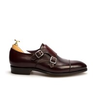 New Handmade Men's BURGUNDY DOUBLE MONK STRAP Shoes - Thumbnail 1