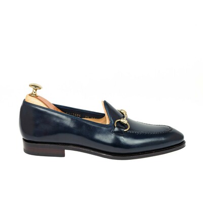 New Handmade Navy Horse-Bit Loafers Dress Shoes For Men's