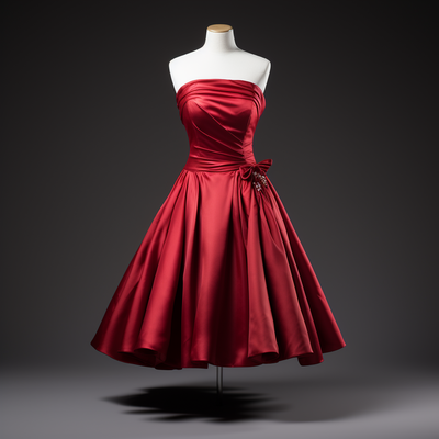 New custom hand made red satin strapless short length lace up back formal prom evening dress brithday homecoming clothing w1-22.6