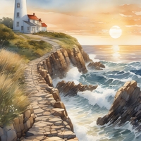 Path To The Lighthouse Cross Stitch Pattern - Thumbnail 2