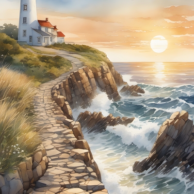 Path to the lighthouse cross stitch pattern