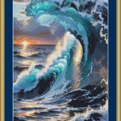 Ocean waves cross stitch pattern - Thumbnail 3
