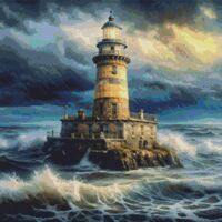Lighthouse On The Rocks Cross Stitch Pattern - Thumbnail 1