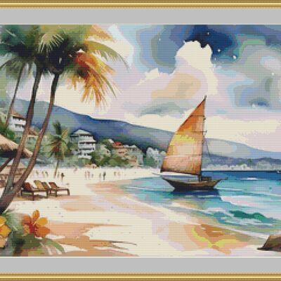 Boracay island cross stitch pattern