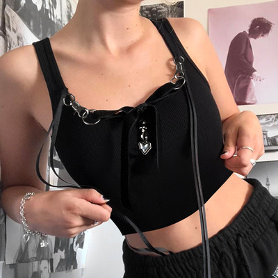 Black Heart Pendant Tank Top