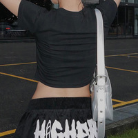 Cute And Psycho Black Cropped Top - Thumbnail 3
