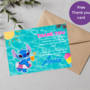 Stitch Pool Birthday Party Invitation and Thank You Card Set | Lilo & Stitch Celebration Theme-2
