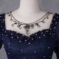 Blue Tulle Beaded Long Prom dress - Thumbnail 2