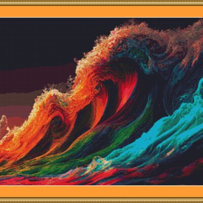 Colourful waves cross stitch pattern