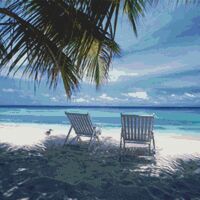 Relaxation Under The Palms Cross Stitch Pattern - Thumbnail 1
