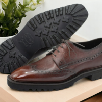 Bespoke Men's Brown Lace Up Leather Shoes, Chunky Sole Shoes - Thumbnail 2