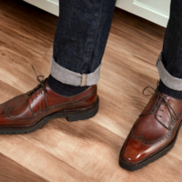 Bespoke Men's Brown Lace Up Leather Shoes, Chunky Sole Shoes - Thumbnail 1