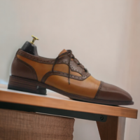 Handmade Two Tone Designer cap Toe Shoes Oxford Shoes,Men's Lace Up Leather Shoes - Thumbnail 1