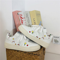 Casual White Sneakers With Flower Raibow Print - Thumbnail 3