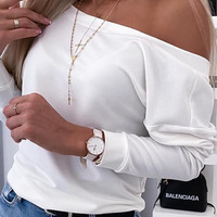 Women'S White Backless Casual Long Sleeved Top - Thumbnail 1
